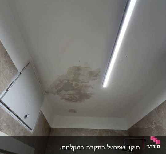 תקרה עם כתמי רטיבות בחדר אמבטיה